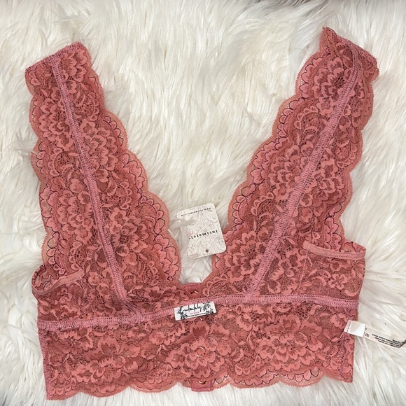 NWT Free People Intimately Rose Dust Lace Top - Picture 6 of 8